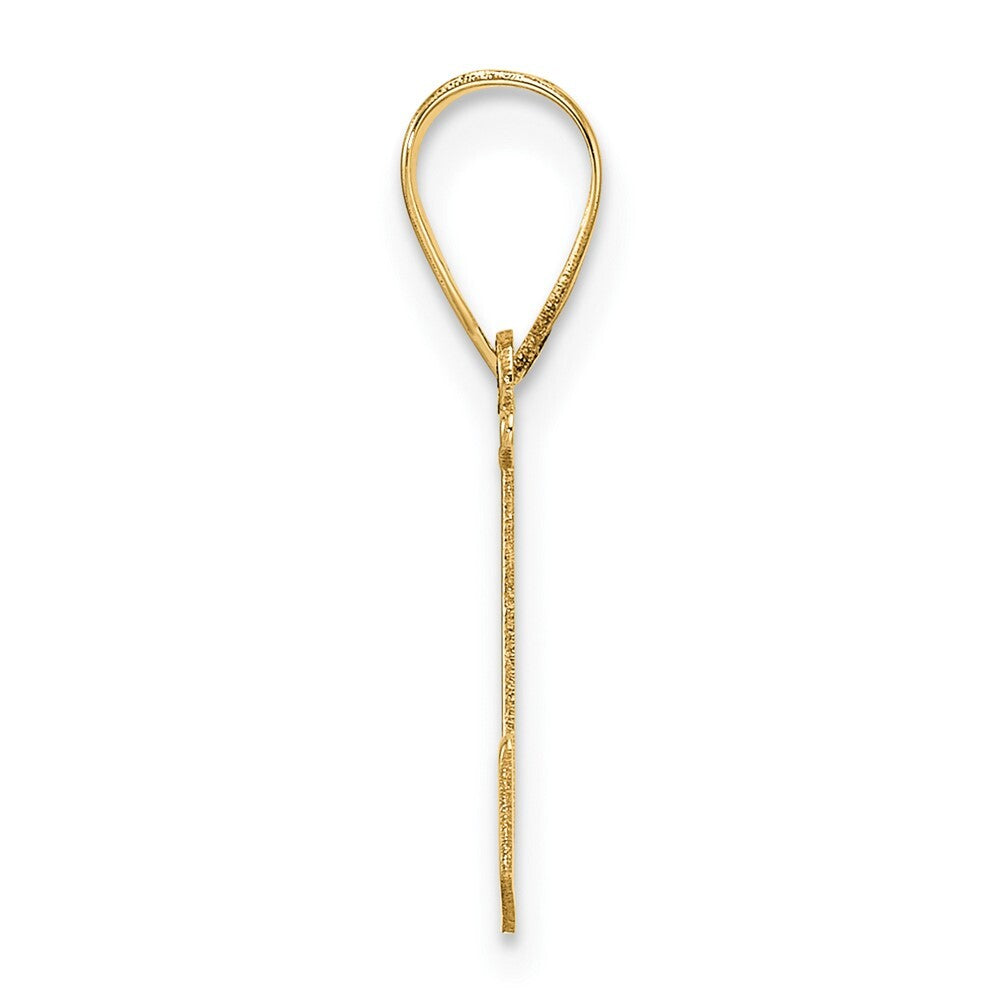14k Yellow Gold Polished Etched Letter L Initial Pendant for Women