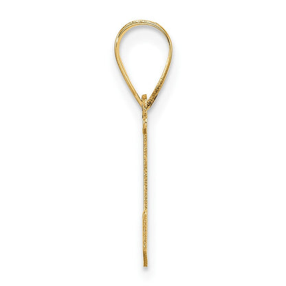 14k Yellow Gold Polished Etched Letter L Initial Pendant for Women