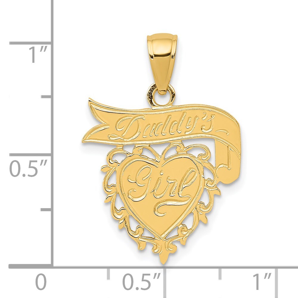 14k Yellow Gold DADDYS GIRL Heart Pendant for Women
