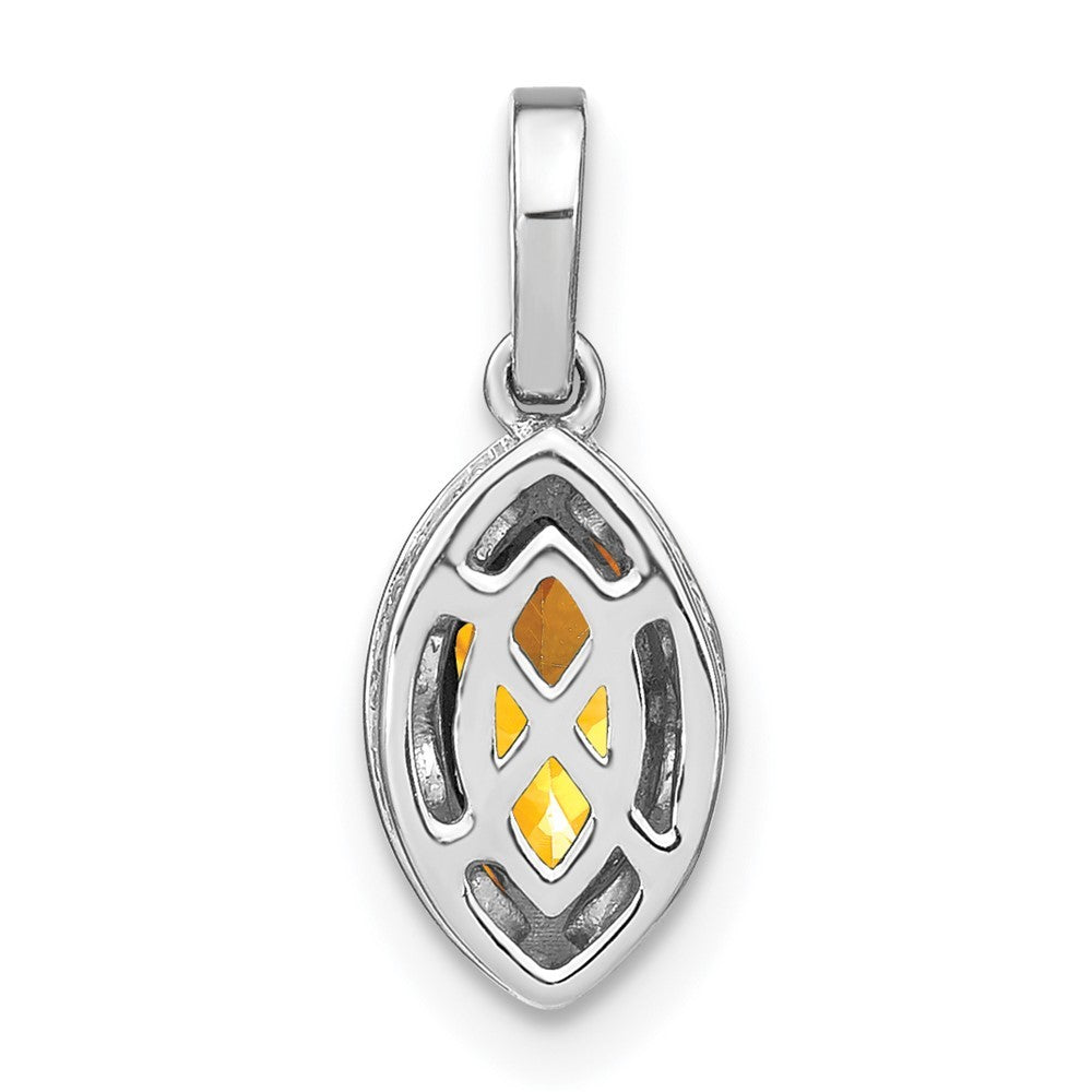 14k White Gold Marquise Citrine and Diamond Pendant