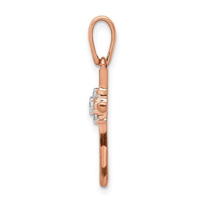 14k Rose Gold .03ct. Diamond Cross Pendant for Women