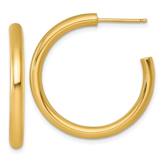 14k Yellow Gold Polished 3.0 x 30mm Tube C-Hoop Earrings