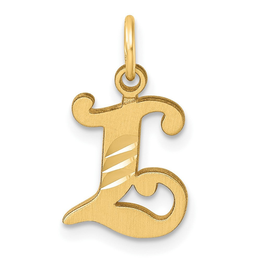 14k Yellow Gold Diamond-cut Letter L Initial Charm