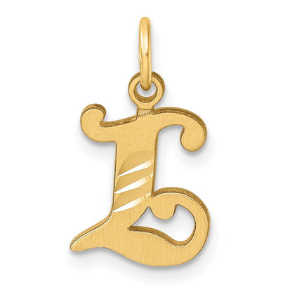 14k Yellow Gold Diamond-cut Letter L Initial Charm