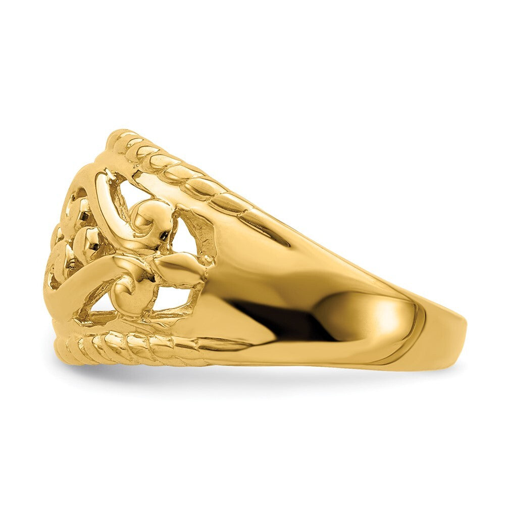 14K Yellow Gold Polished Cut-Out Heart Design Band Size 7