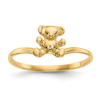14K Yellow Gold Childs Polished Teddy Bear Ring