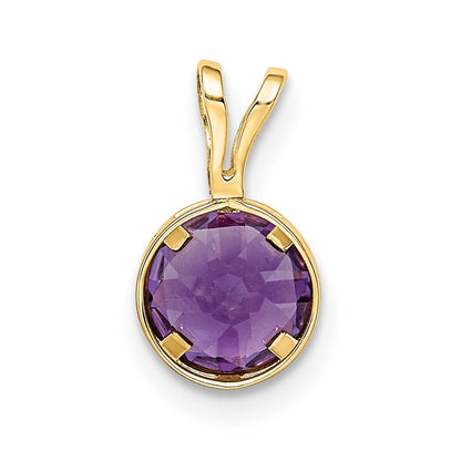 14k Yellow Gold 6mm Round Amethyst Bezel Pendant