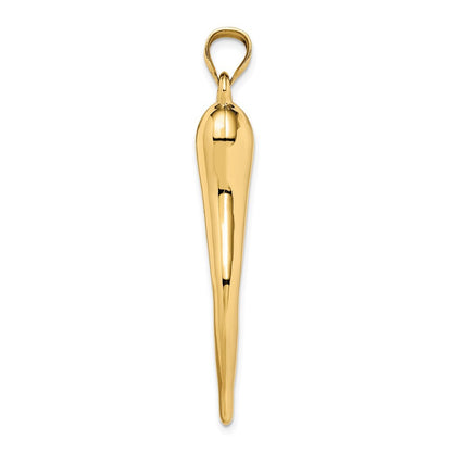 14k Yellow Gold Hollow 3D Italian Horn Pendant