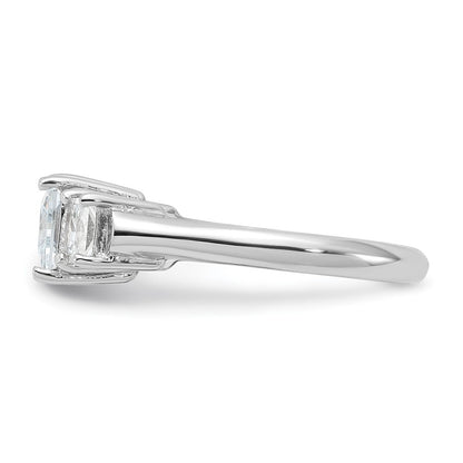 Sterling Silver Rhodium-plated Three Stone Cubic Zirconia Ring Size 6