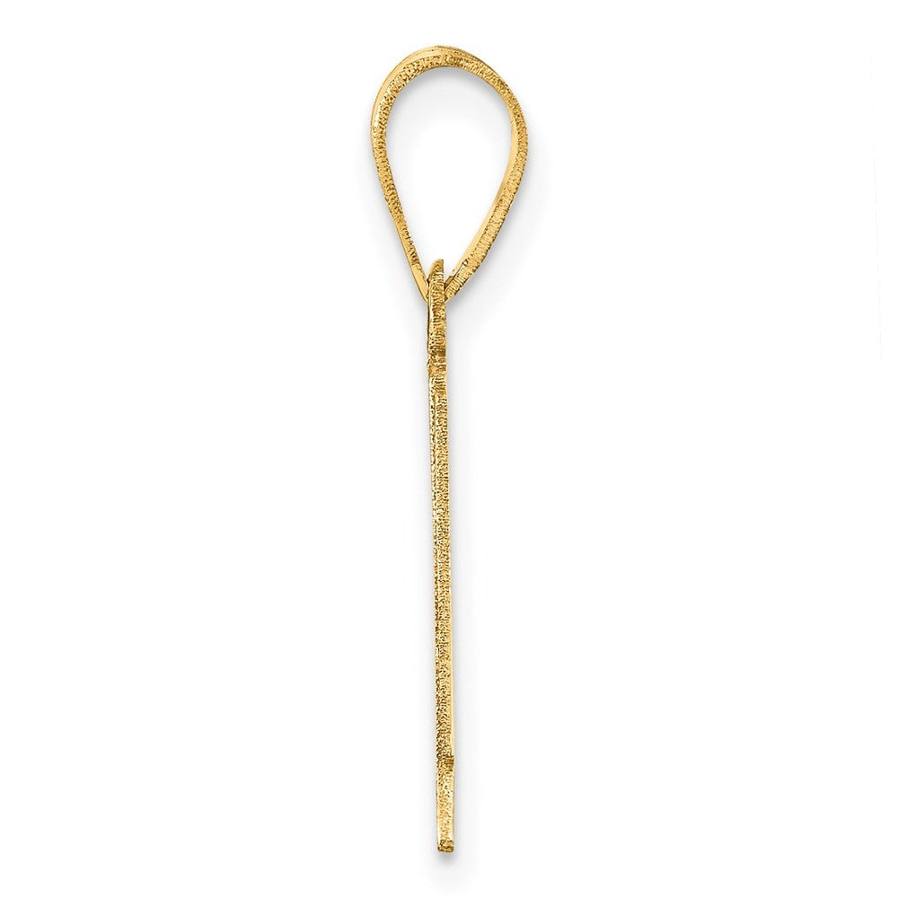 14k Yellow Gold Polished Etched Number 1 Pendant