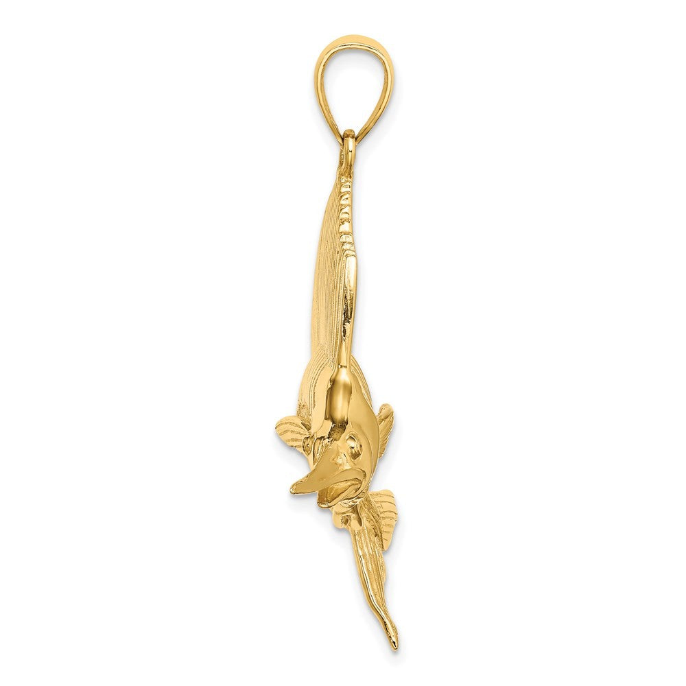 14k Yellow Gold 3-D Polished Satin Sailfish Charm