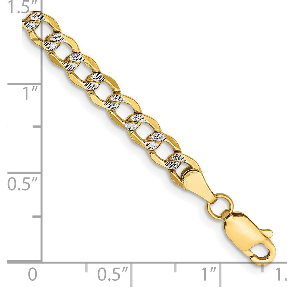 14k Yellow Gold 7 inch 4.3mm Semi-Solid with Rhodium Curb Bracelet