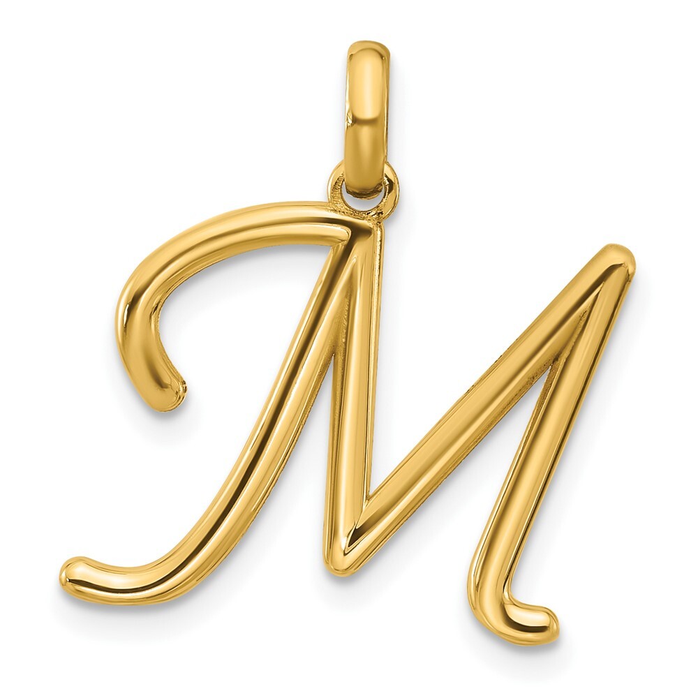 14k Yellow Gold Fancy Letter M Pendant for Women
