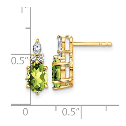 14k Yellow Gold Polished Diamond and Peridot Twisted Drop & Dangle Earrings