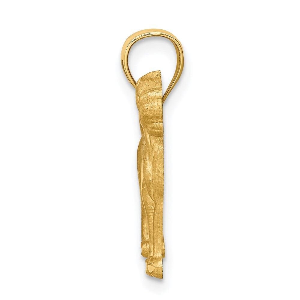 14k Yellow Gold Diamond-cut Boxer Pendant for Women