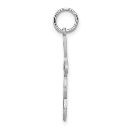 14K White Gold Loop Center Heart Cross Charm
