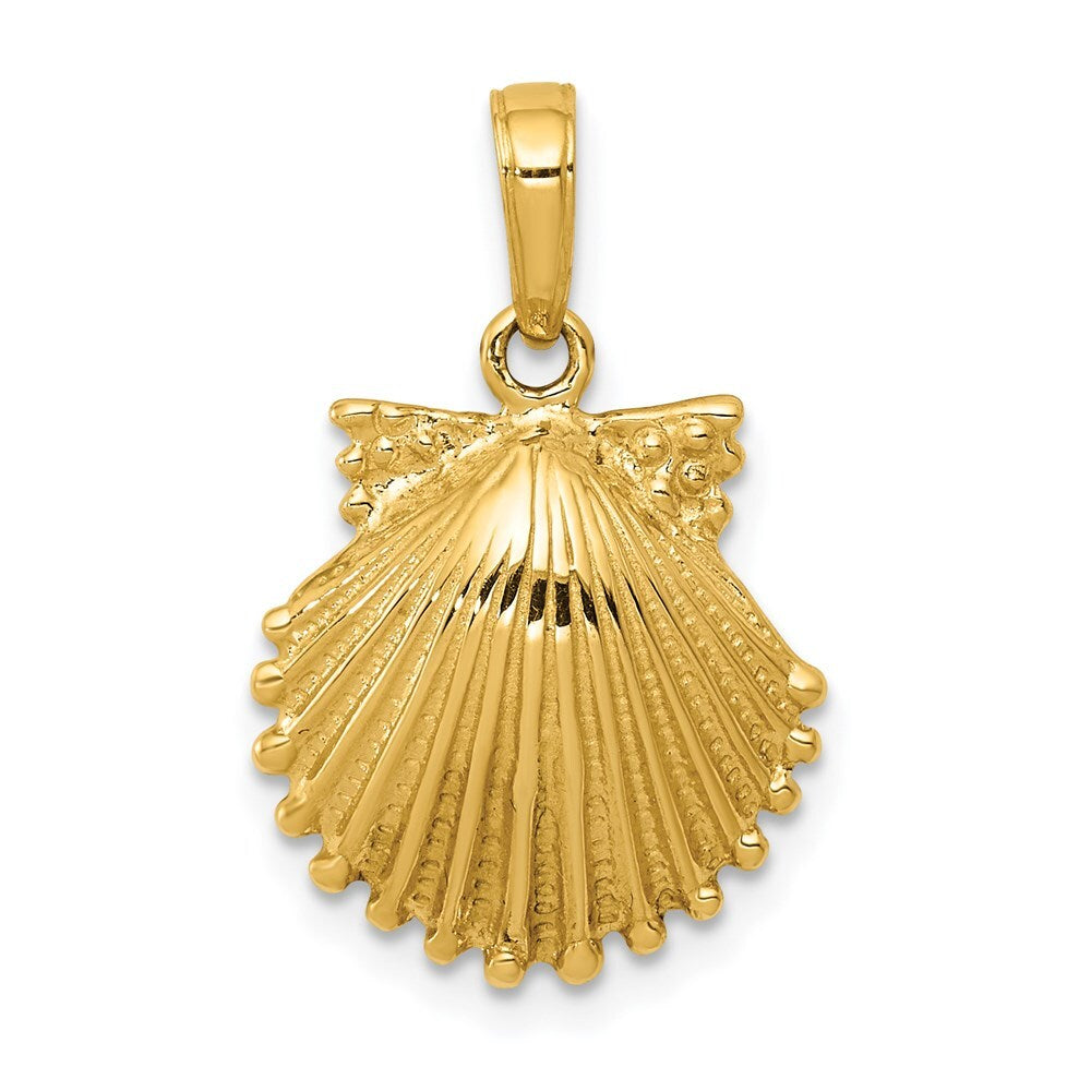 14k Yellow Gold Scallop Shell Pendant for Women