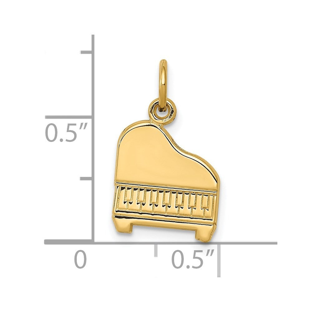 14k Yellow Gold Piano Charm Pendant
