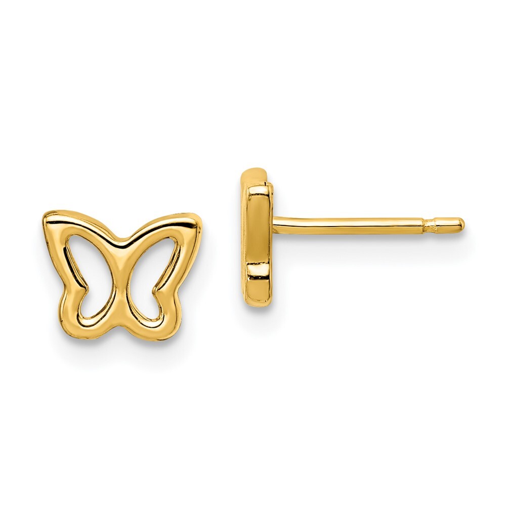 14k Yellow Gold Cut-out Butterfly Stud Earrings Gift for Women