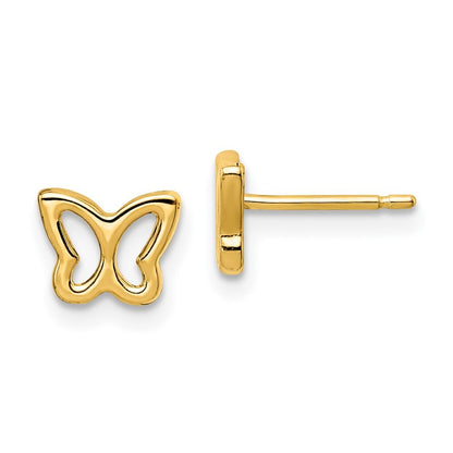 14k Yellow Gold Cut-out Butterfly Stud Earrings Gift for Women