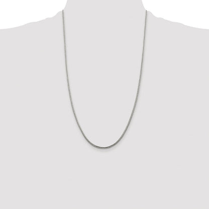 Sterling Silver Rhodium-plated 2mm Diamond-cut Round Franco Chain