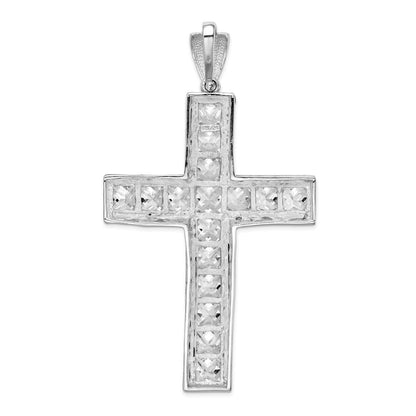 Sterling Silver Rhodium-plated Cubic Zirconia Cross Pendant