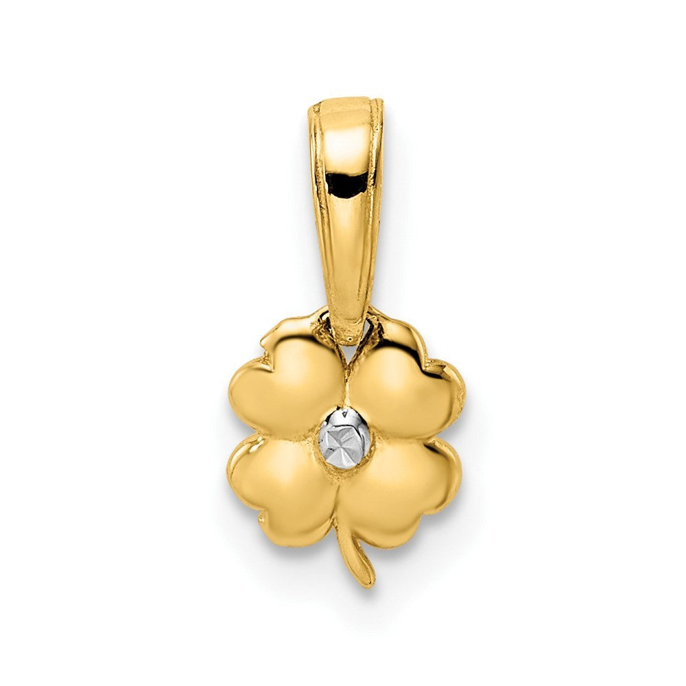 14k Yellow Gold & White Rhodium Diamond-Cut 4 Leaf Clover Pendant