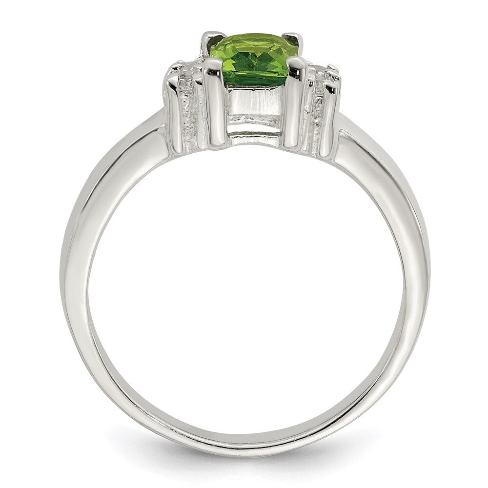 Sterling Silver Lime Green & White Cubic Zirconia Ring Size 7