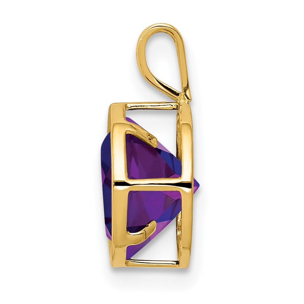 14k Yellow Gold 8mm Round Amethyst Bezel Pendant