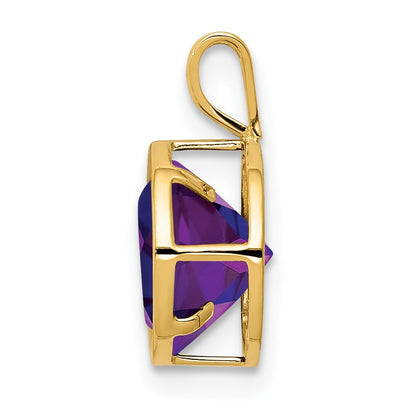 14k Yellow Gold 8mm Round Amethyst Bezel Pendant