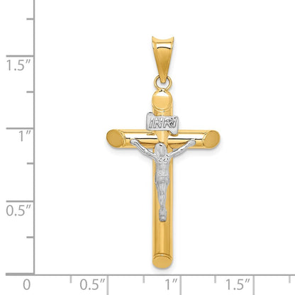 14k Two-tone Gold Polished Crucifix Pendant for Women
