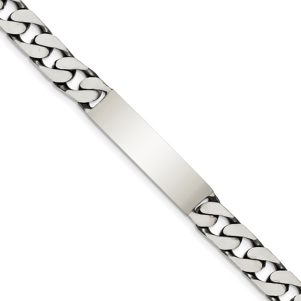 Sterling Silver 8.5inch Engraveable Antiqued Curb Link ID Bracelet