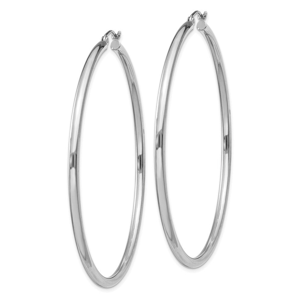 Sterling Silver Rhodium-plated 2.5mm Round Hoop Earrings