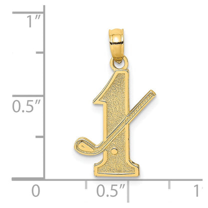 14k Yellow Gold Golf Club and Ball on #1 Charm Pendant