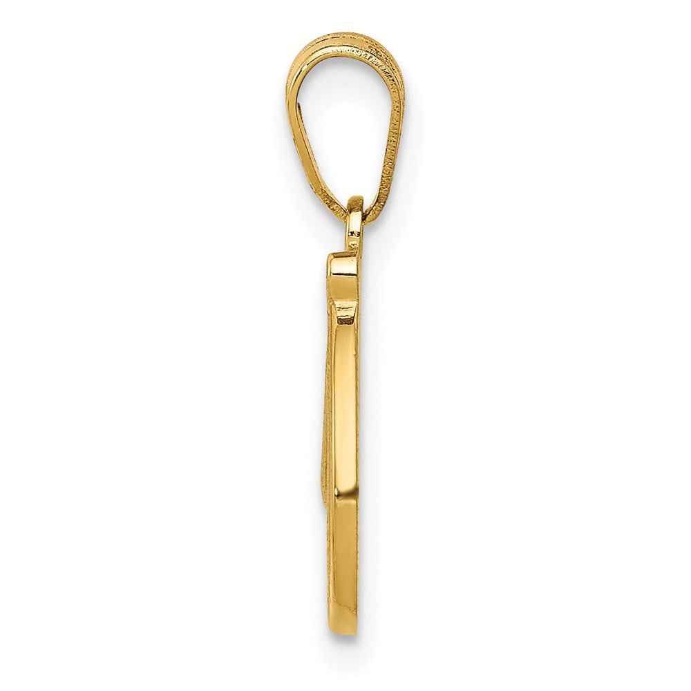 14k Yellow Gold Script Letter D Initial Pendant
