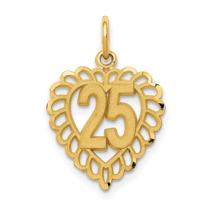14k Yellow Gold 25 in a Heart Charm Pendant for Women