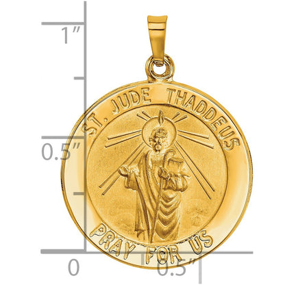 14k Yellow Gold Saint Jude Medal Hollow Pendant