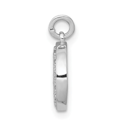 14k White Gold Diamond Moon Charm Pendant for Women