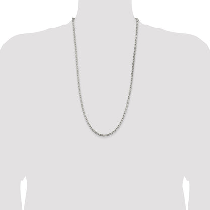 Sterling Silver 3.95mm Beveled Oval Cable Chain