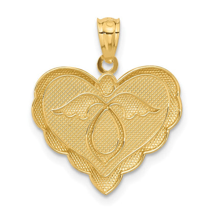 14k Yellow Gold Angel in Heart Pendant for Women