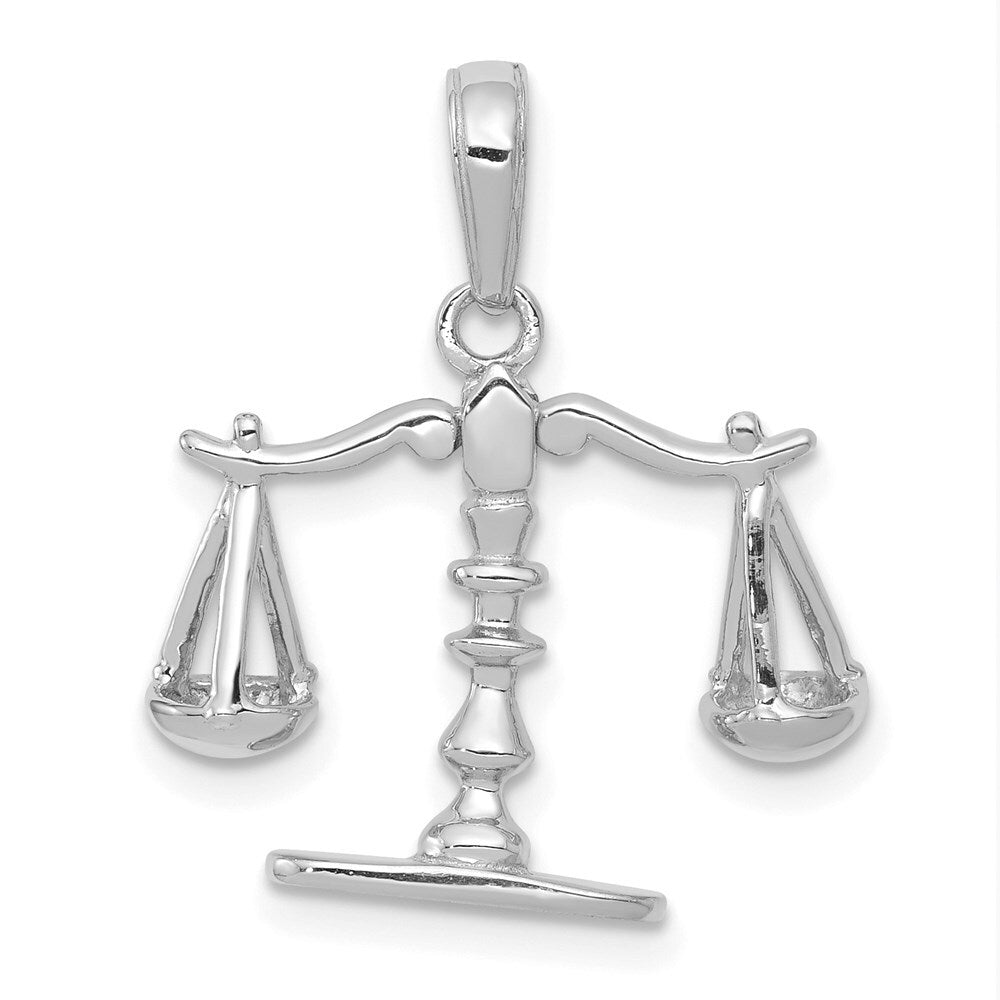14k White Gold 3-D Moveable Scales of Justice Pendant for Women