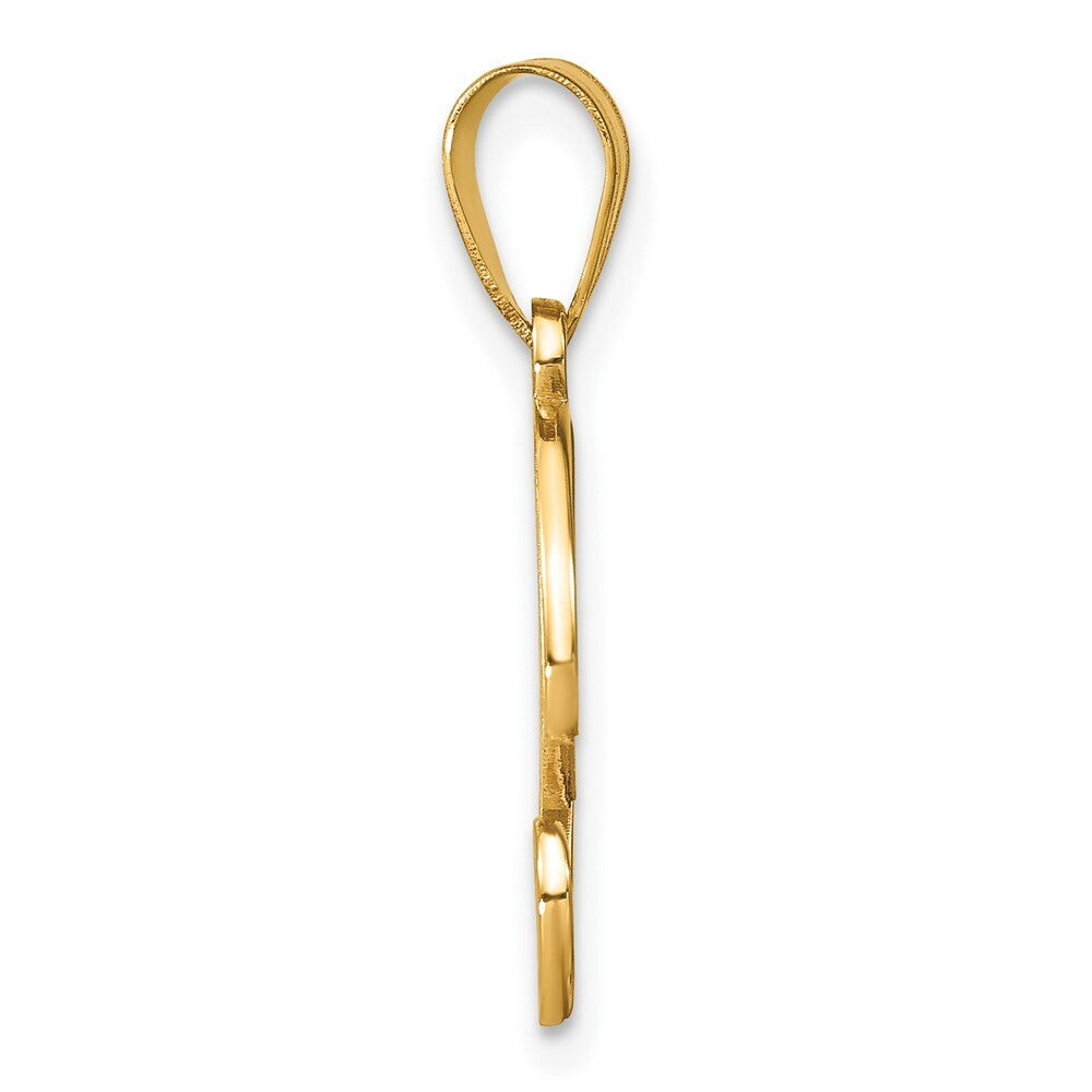 14k Yellow Gold Script Letter Y Initial Pendant with Diamond for Women