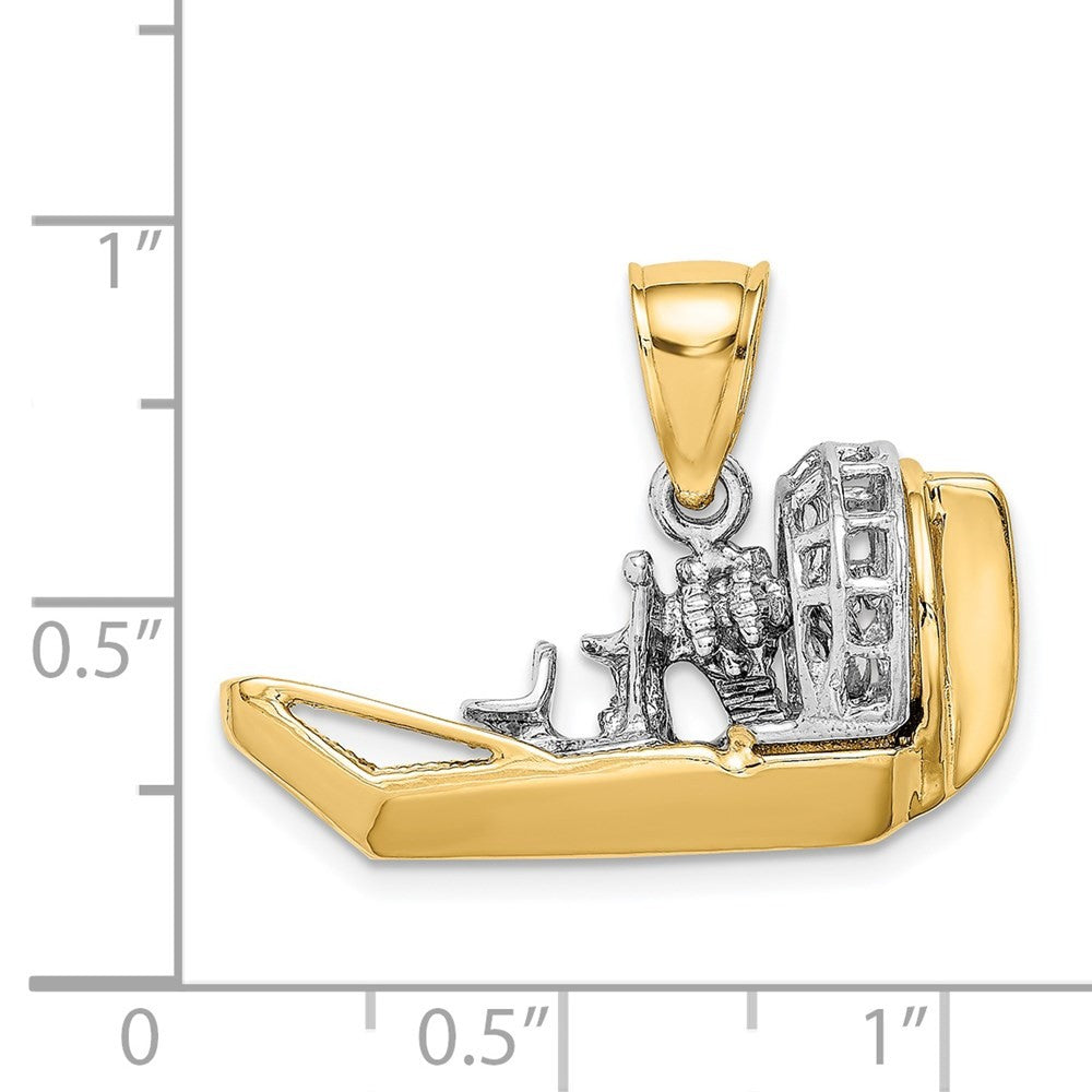14k Two-Tone Gold 3-D Airboat Charm