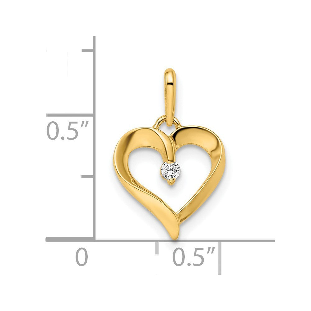14k Yellow Gold CZ Heart Pendant
