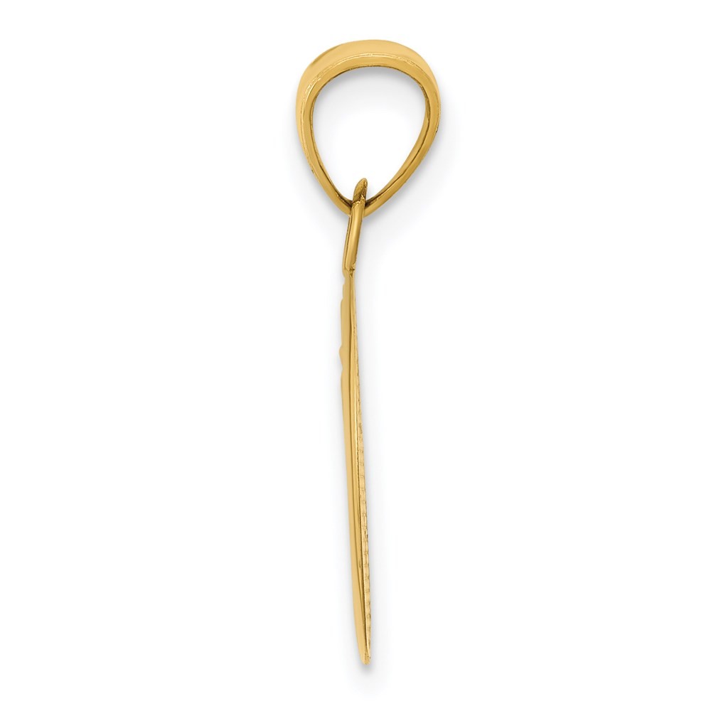 14k Yellow Gold Polished Flat-Backed Moon with Three Stars Pendant