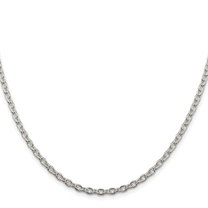 Sterling Silver Rhodium-plated 3.5mm Cable Chain Necklace