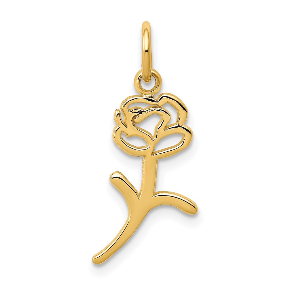 14k Yellow Gold Rose Charm Pendant for Women