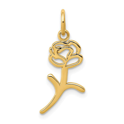 14k Yellow Gold Rose Charm Pendant for Women