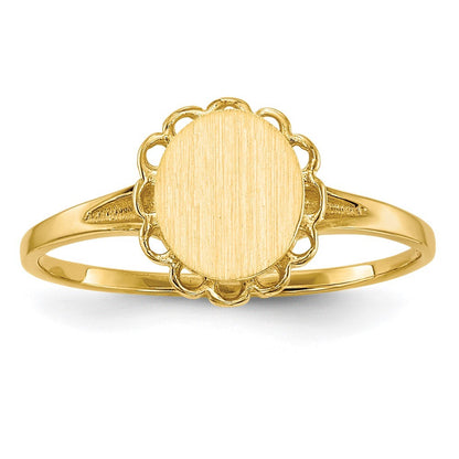 14K Yellow Gold 7.5x6.5mm Open Back Signet Ring