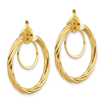 14k Yellow Gold Twisted Non-pierced Hoop Earrings Gift for Women